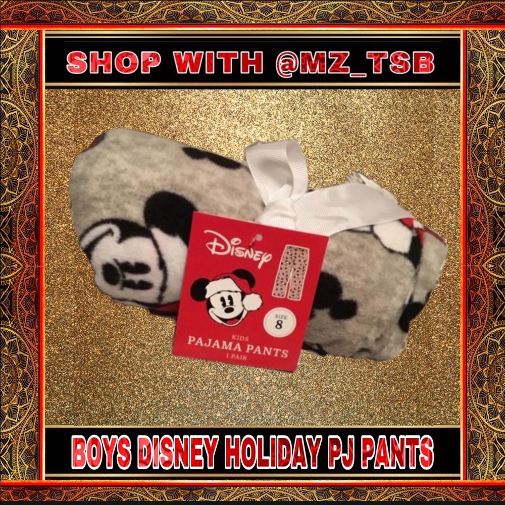 🎁🎁🆕 BOYS DISNEY CHRISTMAS PAJAMA BOTTOMS HOLIDAY🎁